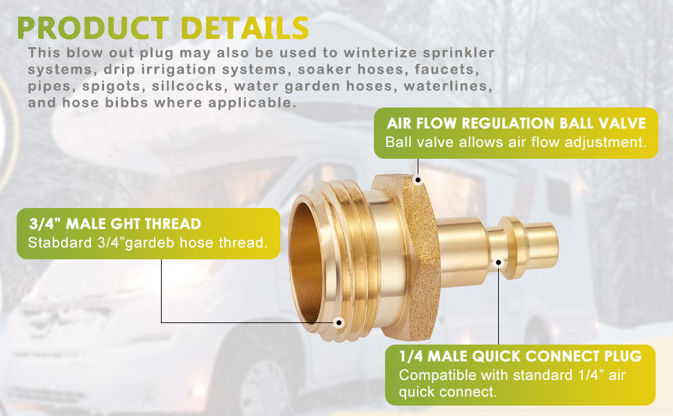 Winterization 3/4 NH-11.5 NPT Female Brass Blow Out Plug