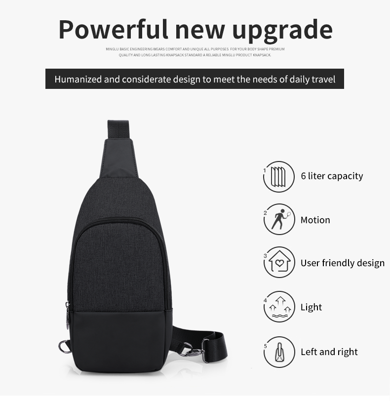 Wholesale OEM custom logo men waterproof light Korean style crossbody trend mens chest bag sling bag