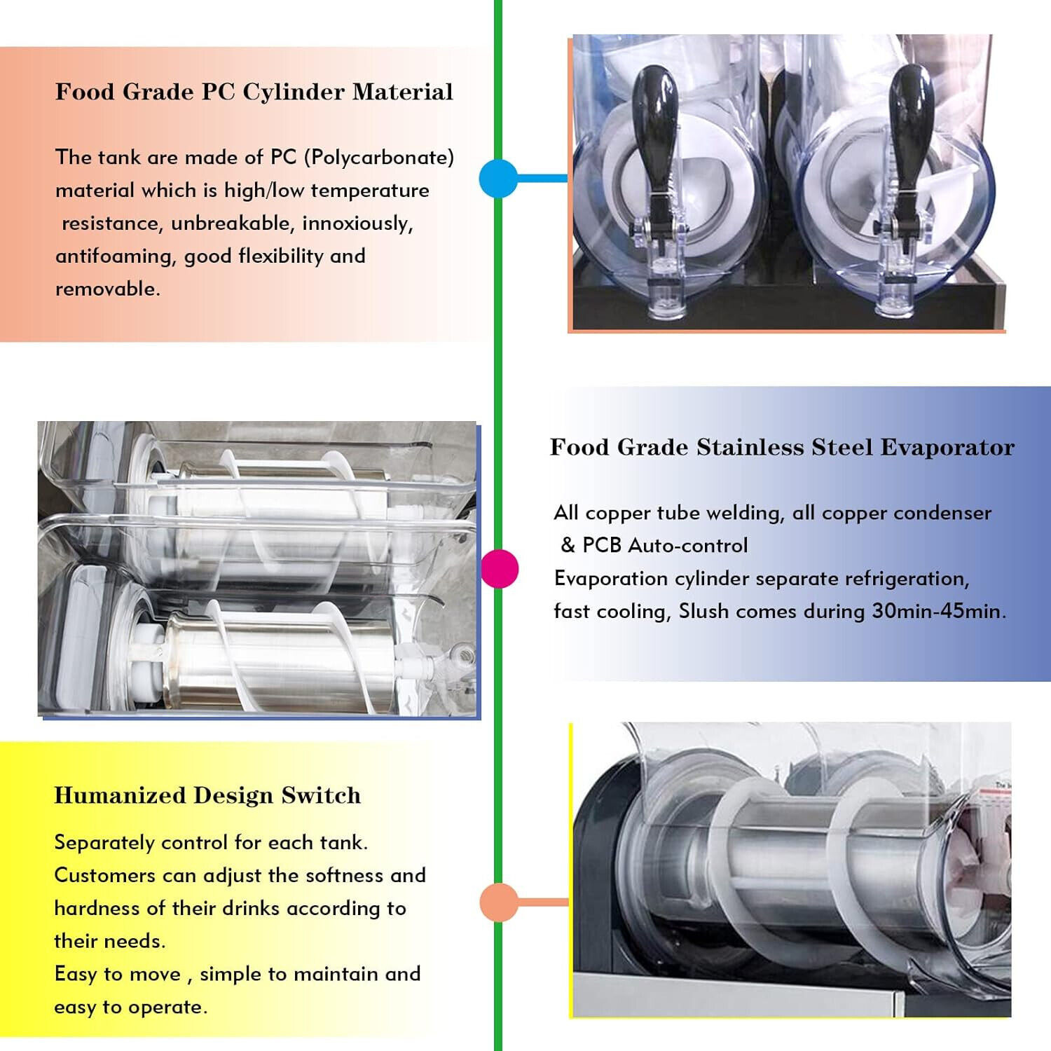 Commercial Snack Equipment Automatic 36L 3 Tank Frozen Drink Slush Machine