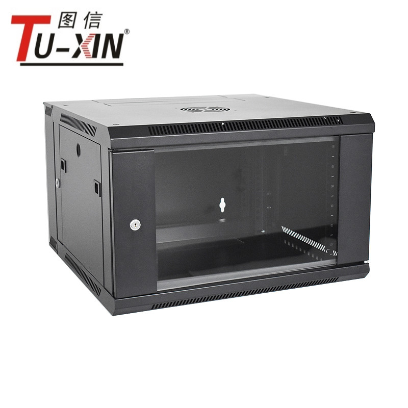 Glass Door 6u Mobile Server Rack , Wall Mount Network Rack Cabinet Dustproof