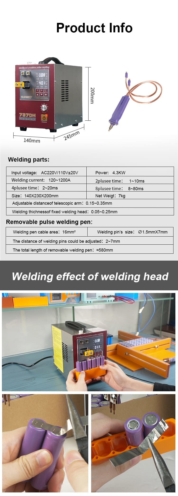 Desktop Spot Welding Machine For 18650 Battery Pneumatic Head Moving Driver