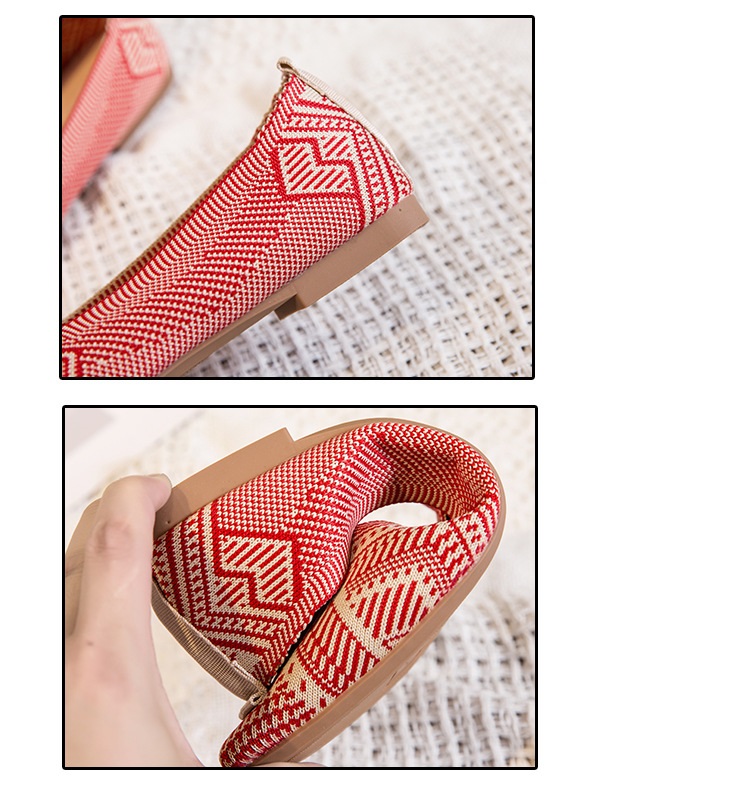 Hot Sale Lightweight Breathable Women's Shoes Pointed Toe Geometric Pattern Casual Flats