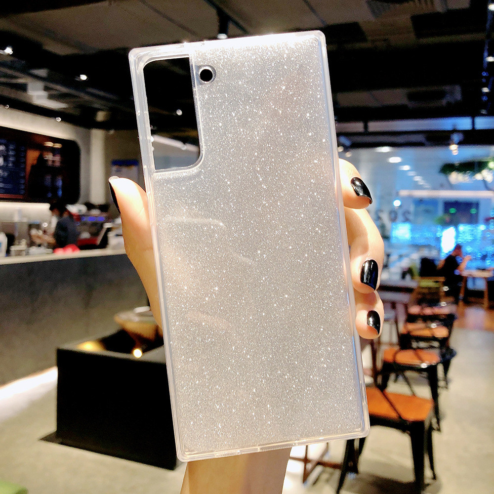 1.5mm Shockproof Phone Cases Neon Square Shape Decorated With Glitter Paper