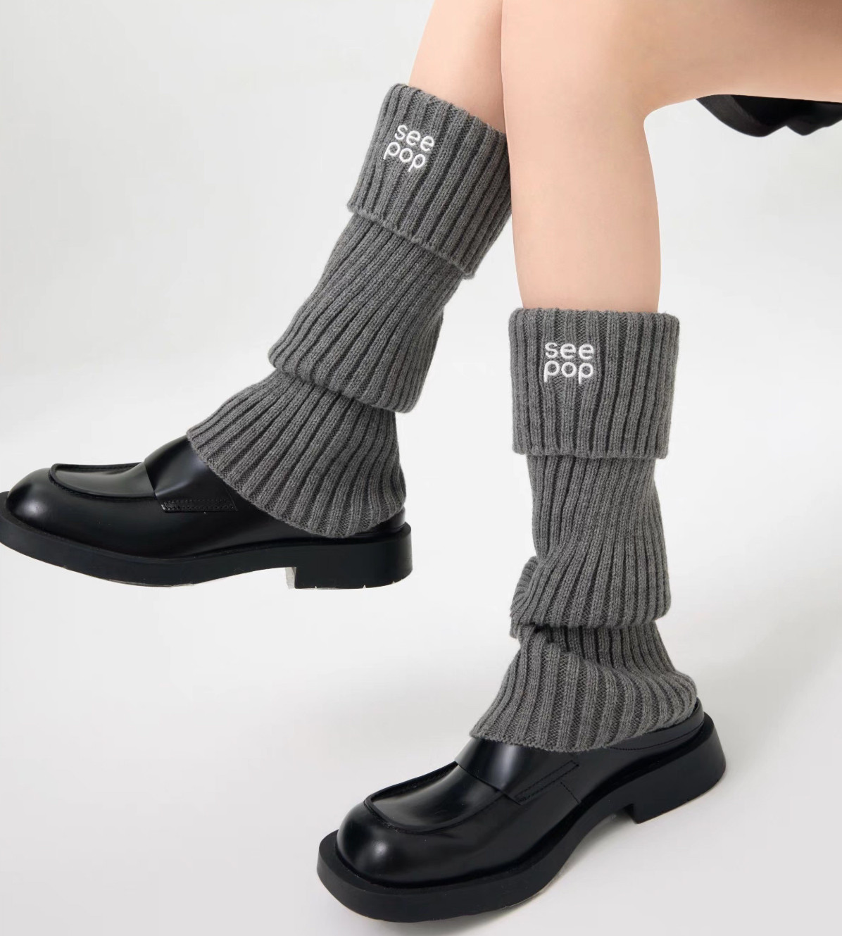 High Stretchy Embroidered Ribbed Leg Warmers For Women Winter Party Usage