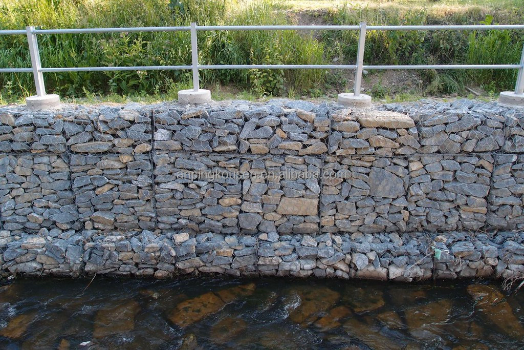 Gabion Box for Hot-Dipped Galvanized PVC Coated Retaining Wall in River Construction