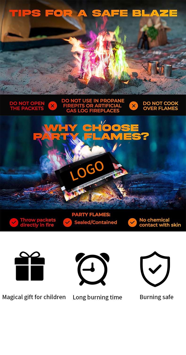 10g/25g Coloured Fire Flames Powder Bonfire Campfire Pyrotechnics Flames Trick For Outdoor Camping Picnics