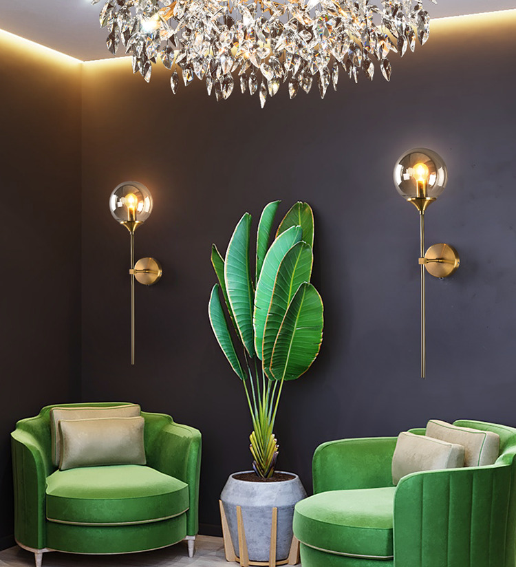 Rose Gold Color glass ball wall sconce for Corridor Living room Studio Bedroom ( WH-OR-07）