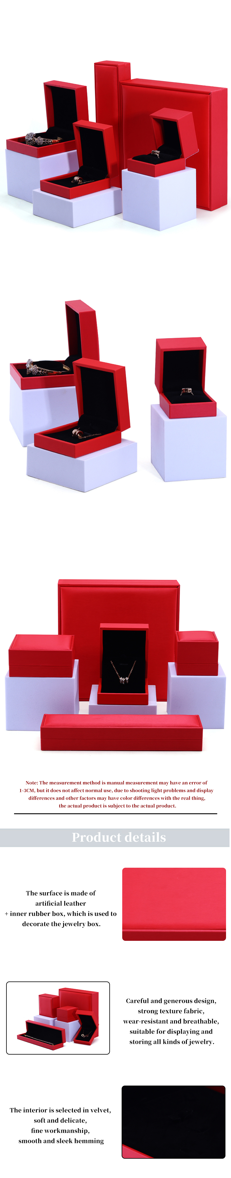 Custom Brand Red Faux Leather Jewelry Box Luxury Jeweller Packaging Box