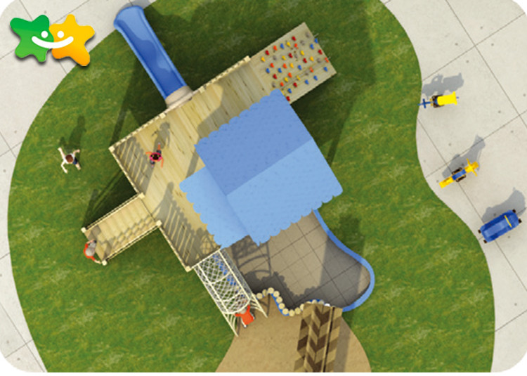 LLDPE Wooden Playground Slide , Garden Swing Slide Wooden Plastic Parts Components