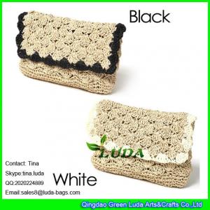 China LUDA vintage straw purses natural flower border paper straw clutch hand bag on sale