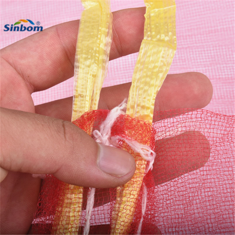 Stocked Fruit Packaging Sack 35*45cm Monofilament Garlic Mesh Bag with Drawstring