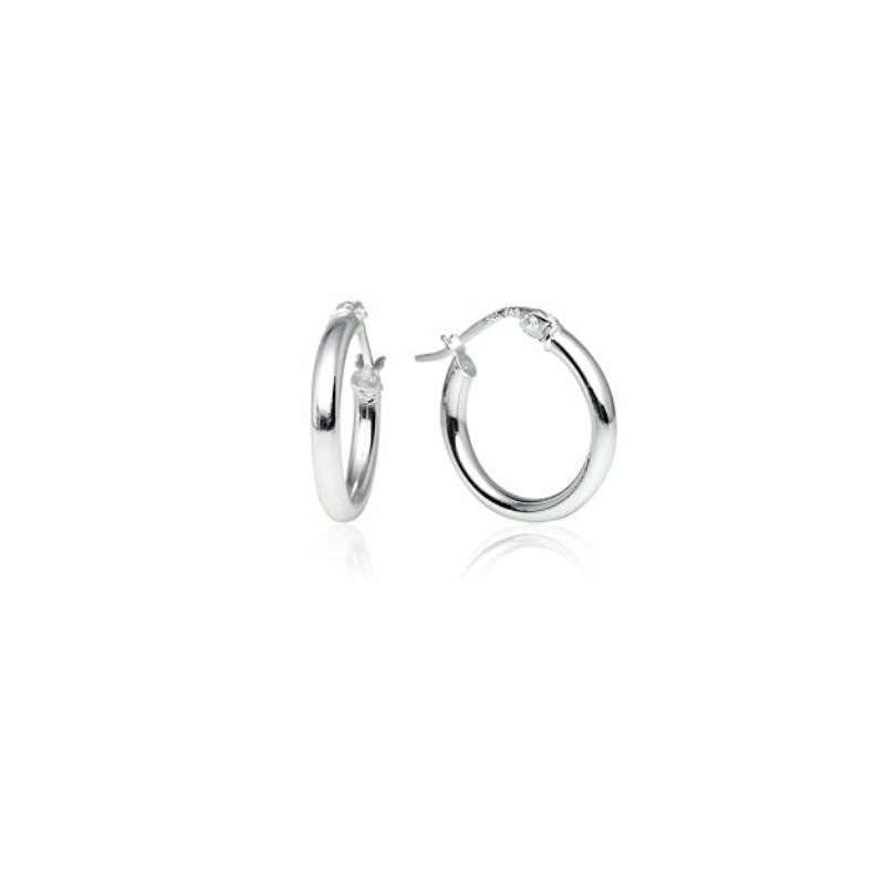 OEM ODM 925 Sterling Silver High Polished Round-Tube Click-Top Hoop Earrings For Women