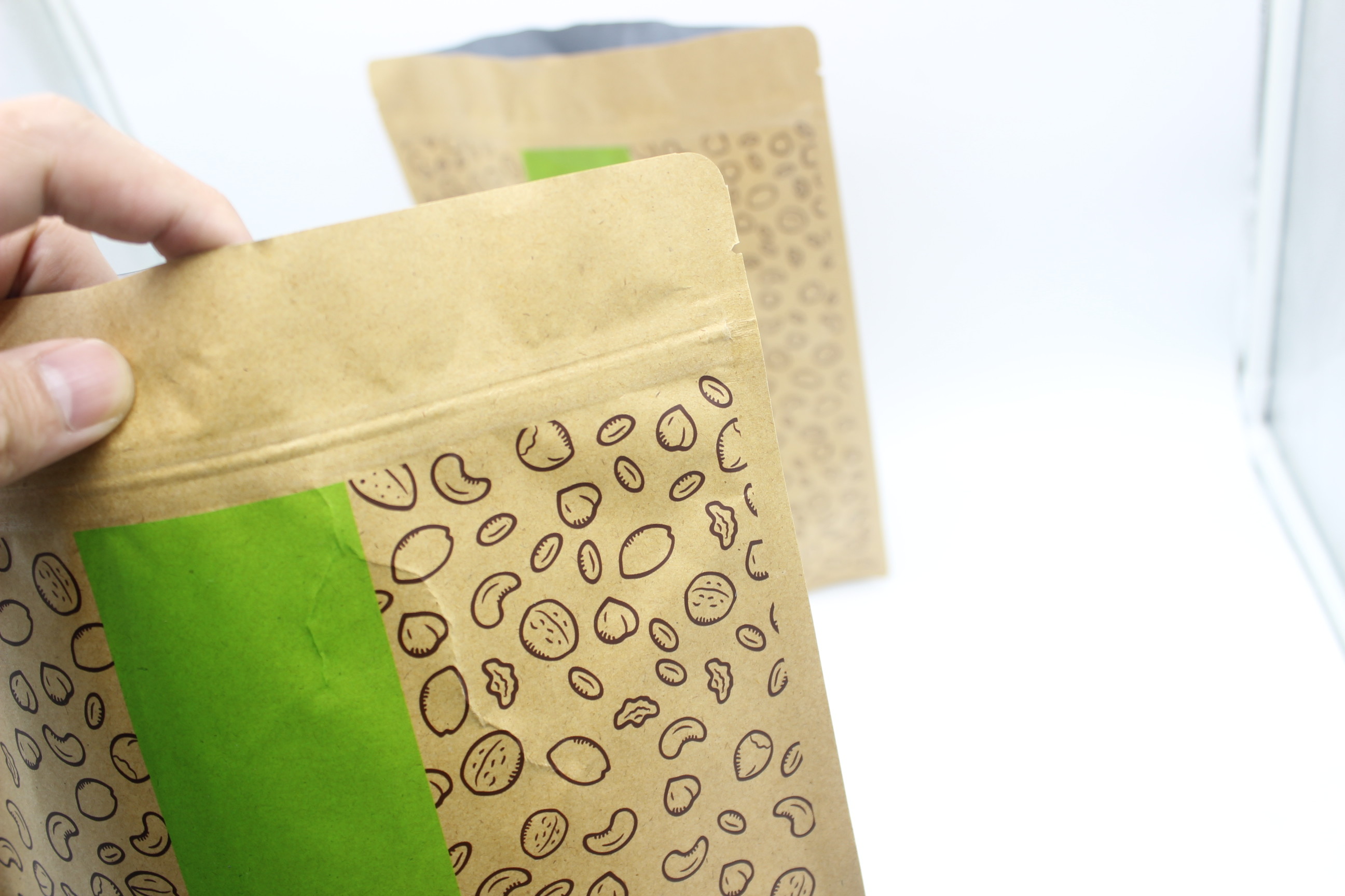 ziplockk Kraft Paper Stand Up Pouch Recyclable Biodegradable For Coffee Tea