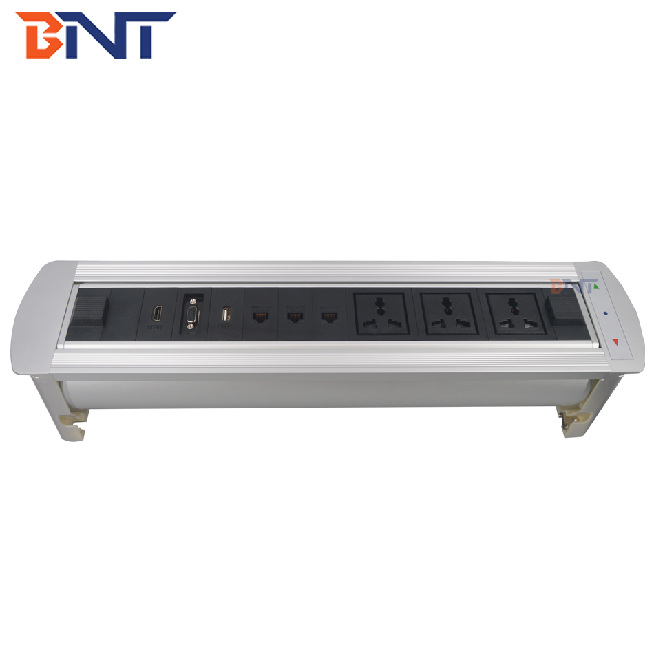 Intelligent flush mount hidden conference table power socket