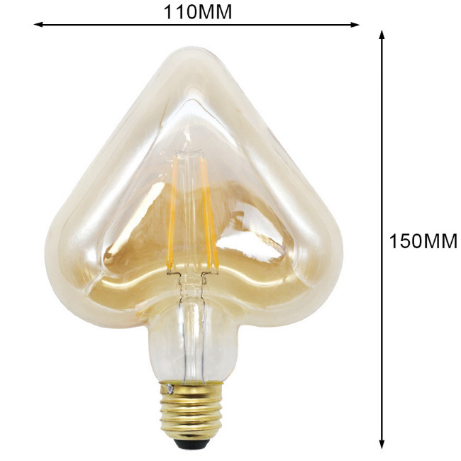 PH-110 heart special shaped edison filament light bulb 2W 4W led filament vintage bulbs