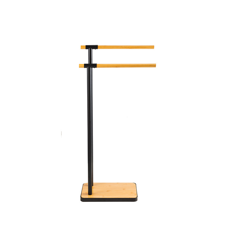 Modern Matt Black Bathroom Towel Holder , Metal Free Standing Towel Rack