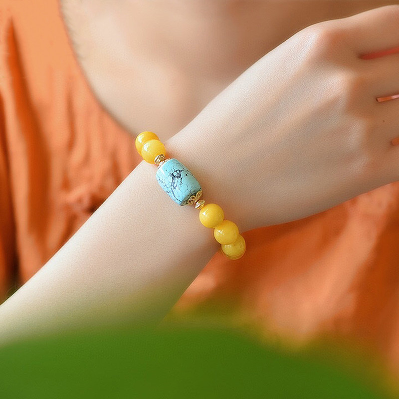Wholesale Natural Healing Handmade Crystal Honey Amber Raw Stone Bracelet For Gift Souvenir Fine Jewelry Factory Real Classic 10mm Natural Crystal