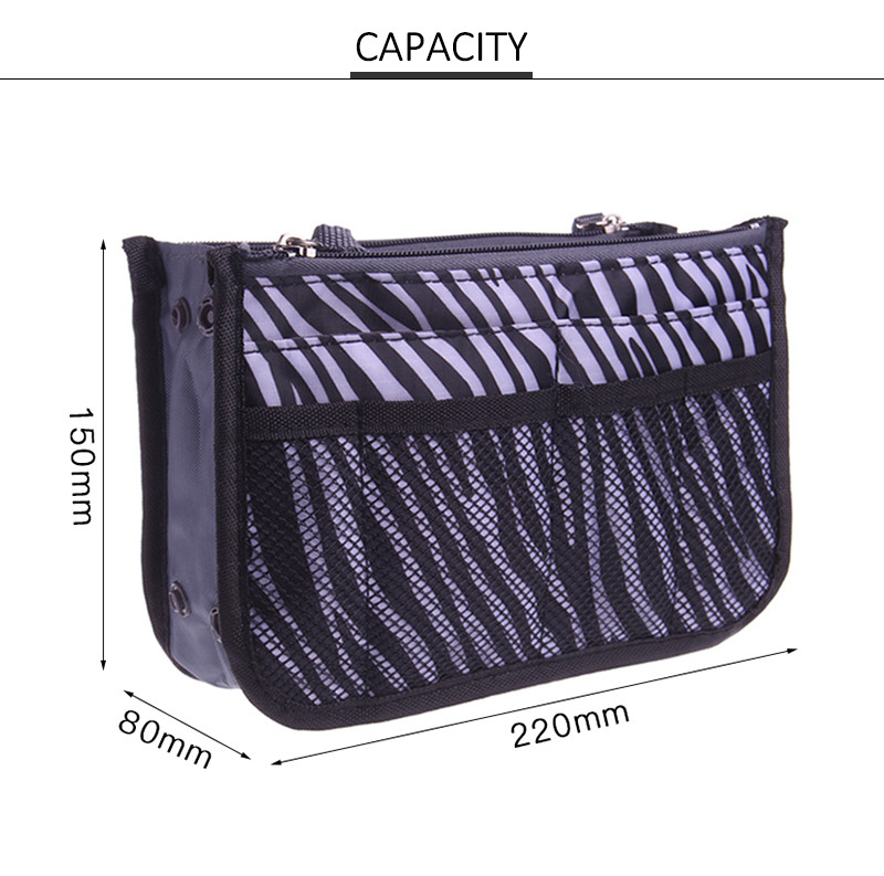 Polyester 22cm Length Cosmetic Bag Insert Purse Organizer