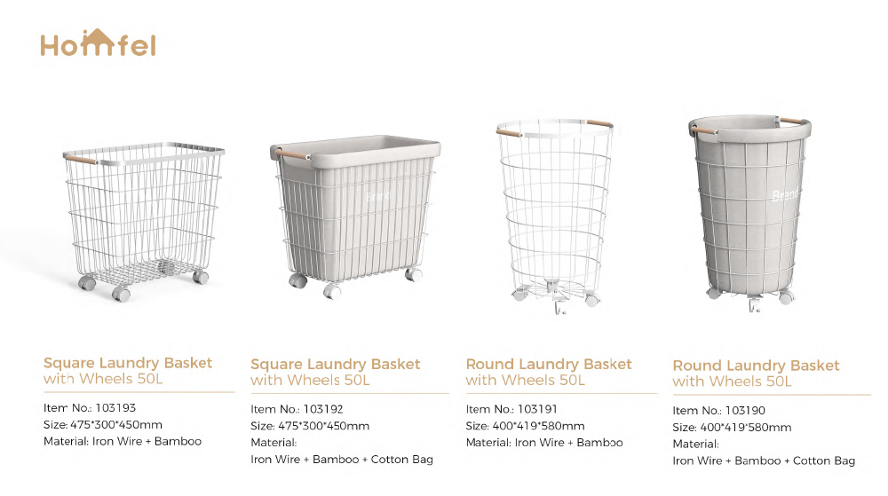 Household Wire Laundry Hamper With Wheels Metal Clothes Hamper 400x419x583mm