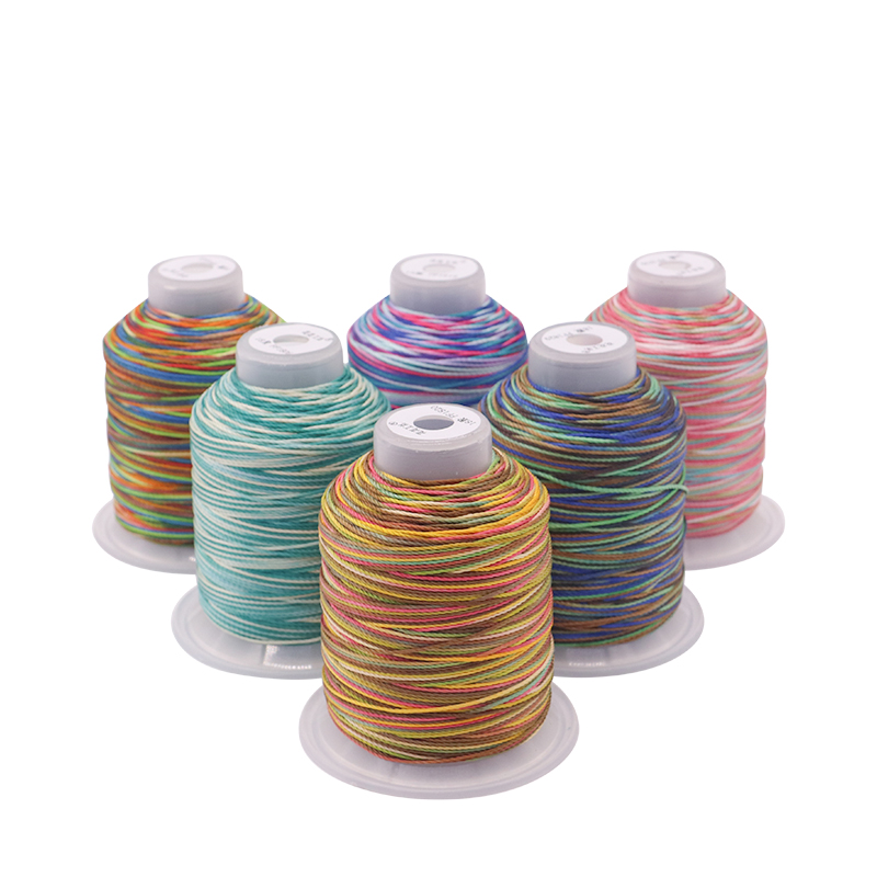 High Temperature Resistant 100G Weight 15ply Rainbow Weaving Crafts Polyester Thread
