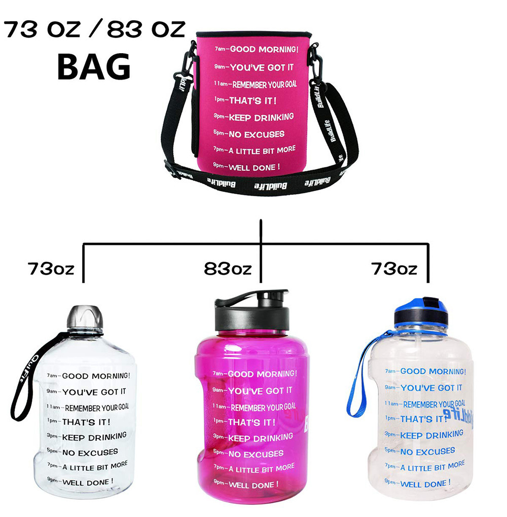 128oz Neoprene Glass Water Bottle Cooler Sleeve With Time Marker
