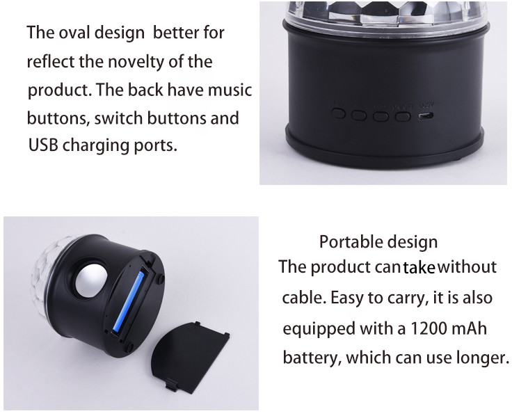 1200mAh Battery 6W Disco Light With Bluetooth Speaker For Party