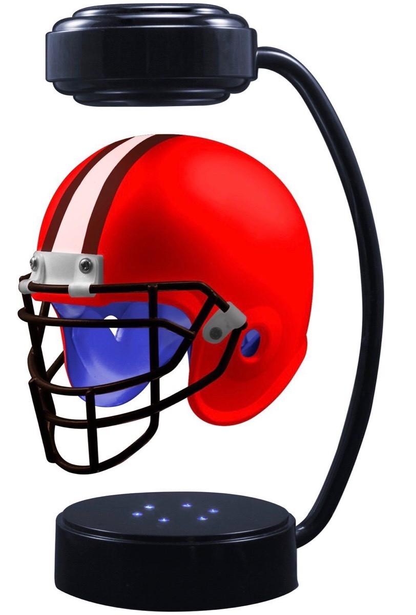 factory wholesale magnetic levitation floating hover helmet display racks with led light