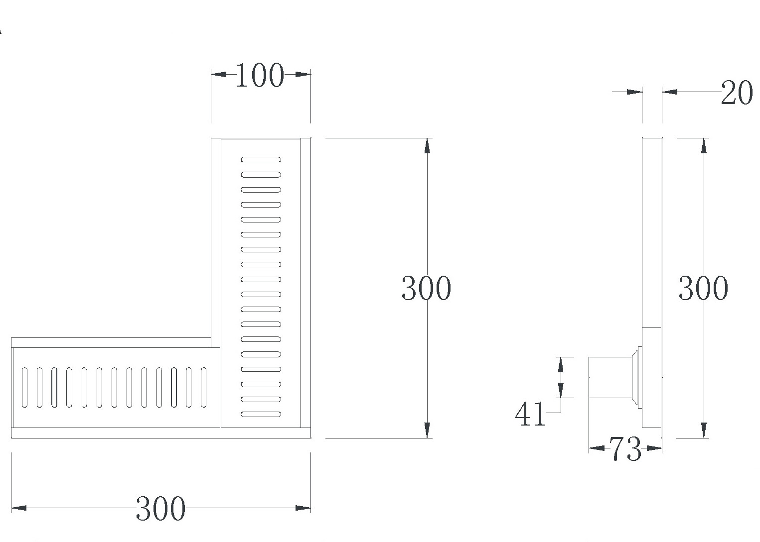 Bathroom Shower Room L-Shape Floor Drain Multi-Specification Brushed Sus304 Stainless Steel Bath Floor Drain