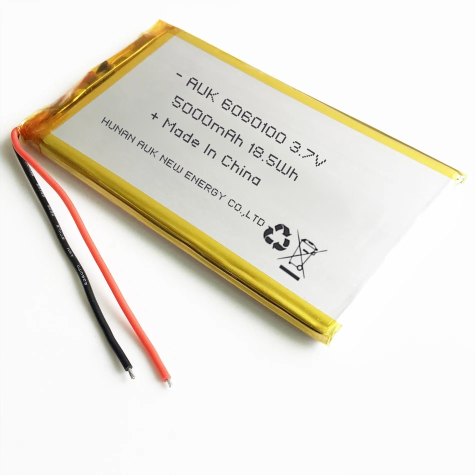 Silver Li Ion Lithium Battery 3.7V 5000Mah Rechargeable 6060100