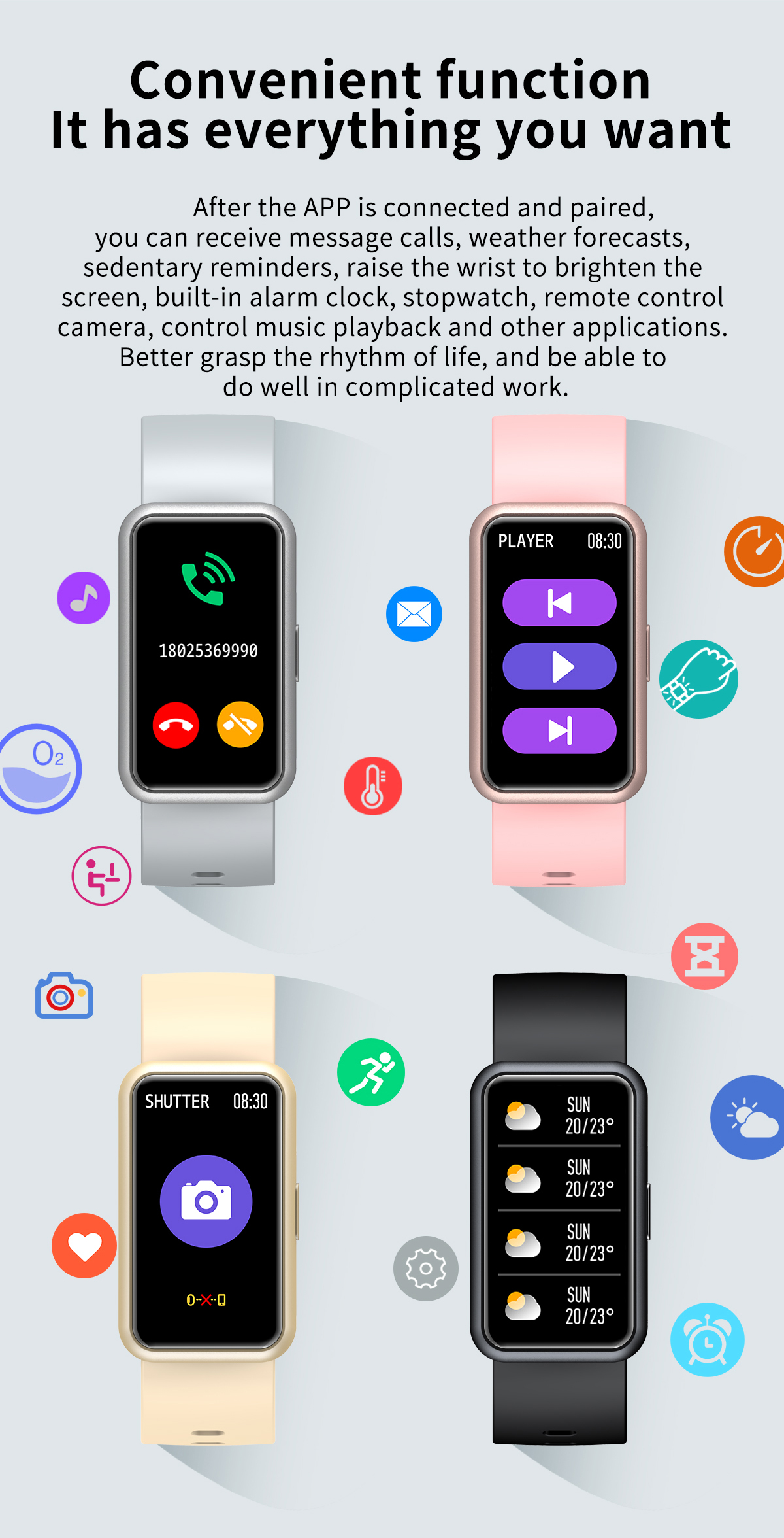 Rectangular IPS 172*320 Full Touch Smartwatch With Alarm Remind