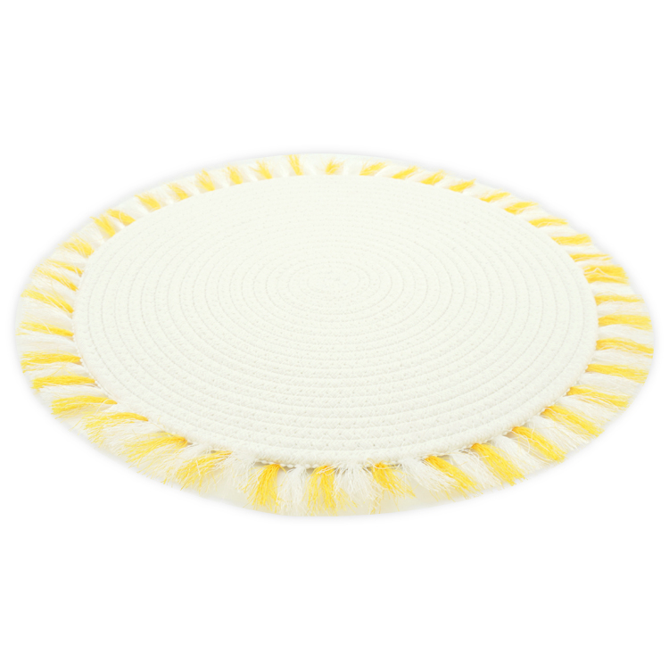 15 Inch Table Round Placemats Boho Cotton Woven Washable Tassels For Kitchen Dining