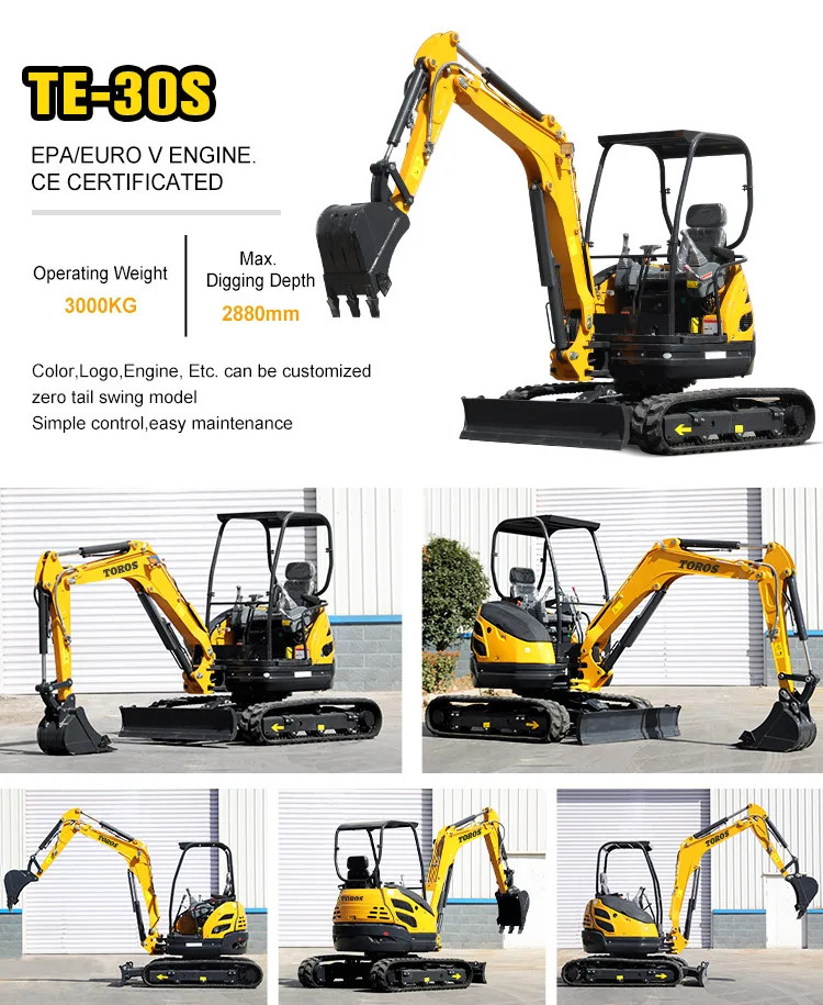 Toros 3.5 Ton Mini Excavator With Kubota Engine Micro Digger Mult Functions bagger