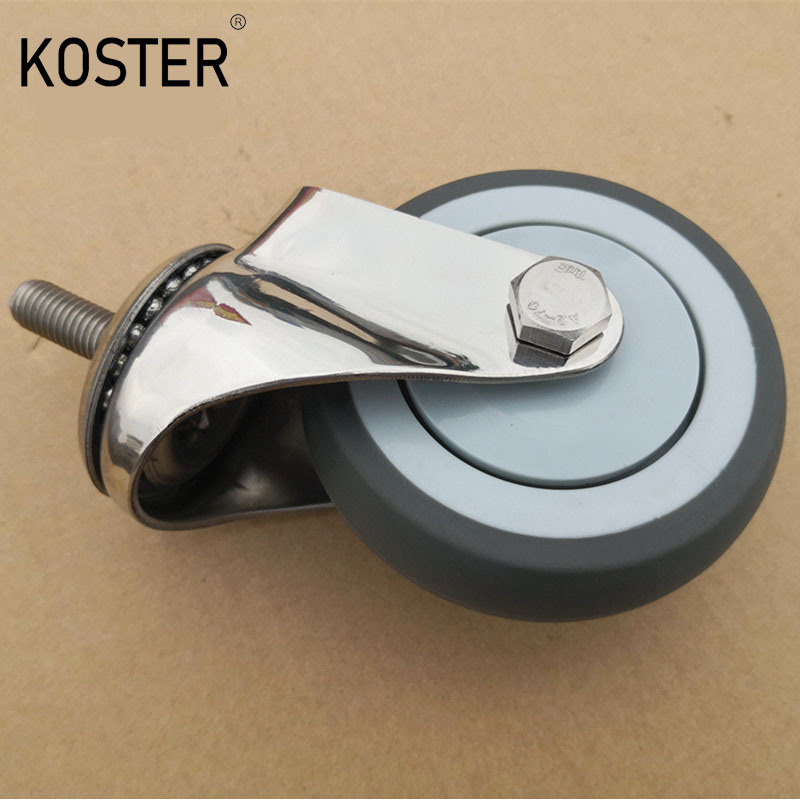 Manufacturer 4 Inch PU Rubber Tire Steel Fork Table Cart Medical Wheel Heavy Duty Caster