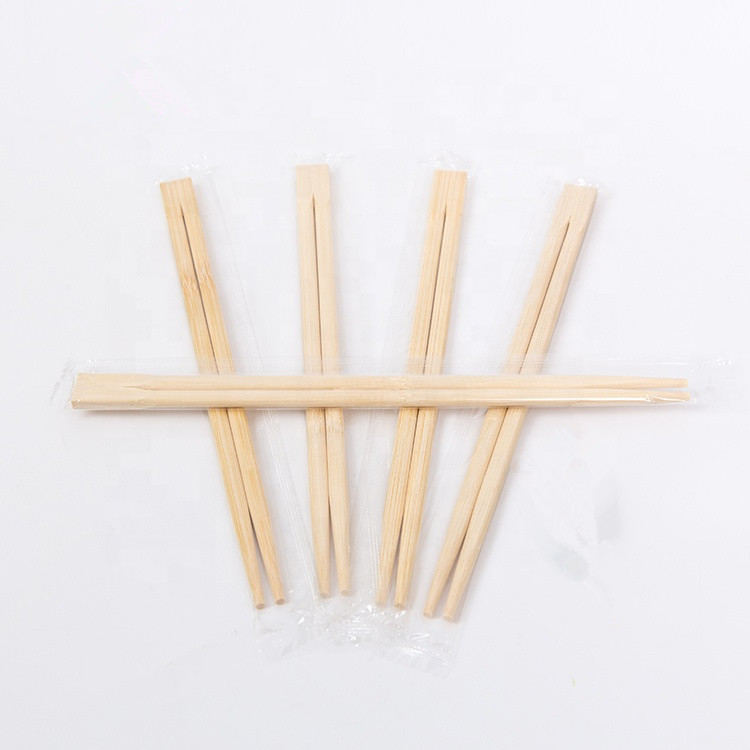Square Natural Mao Bamboo disposable Chopsticks With Plastic Sleeve