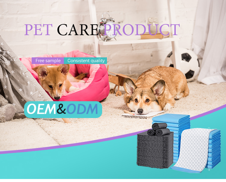 Disposable Pet Training Pads with Super Absorbent Bamboo Charcoal and Adhesive Sticker