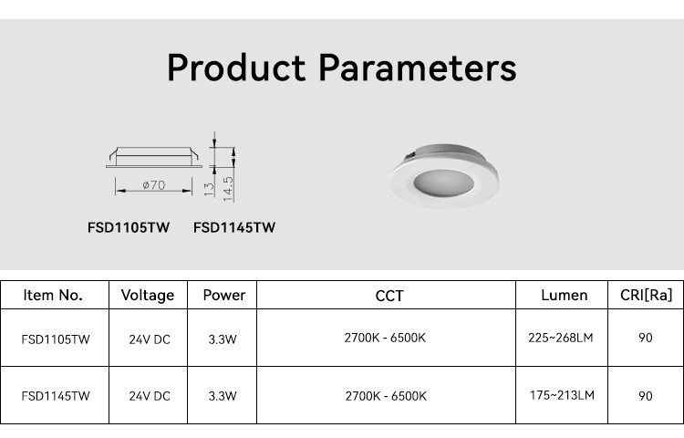 White 3.3W Under Cabinet Pot Lights 2700K-6500K Recessed Cabinet Downlights
