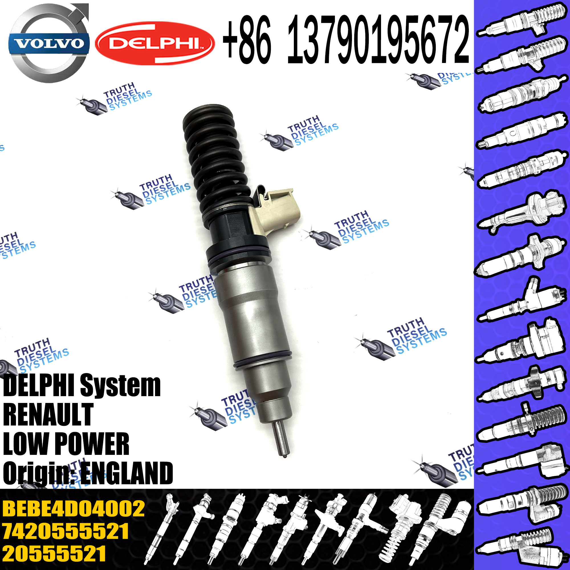 common rail injector 20555521 BEBE4D04002 for VOL / trucks MD11 diesel injector nozzle 20555521 BEBE4D04002