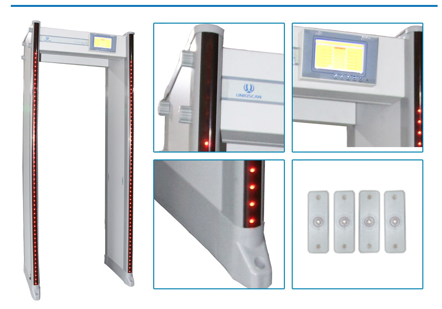 UZ800 Sound / LED Alarm High Quality 33 zones Walking through Door Frame Metal Detectors Gate for Hospital Public Area