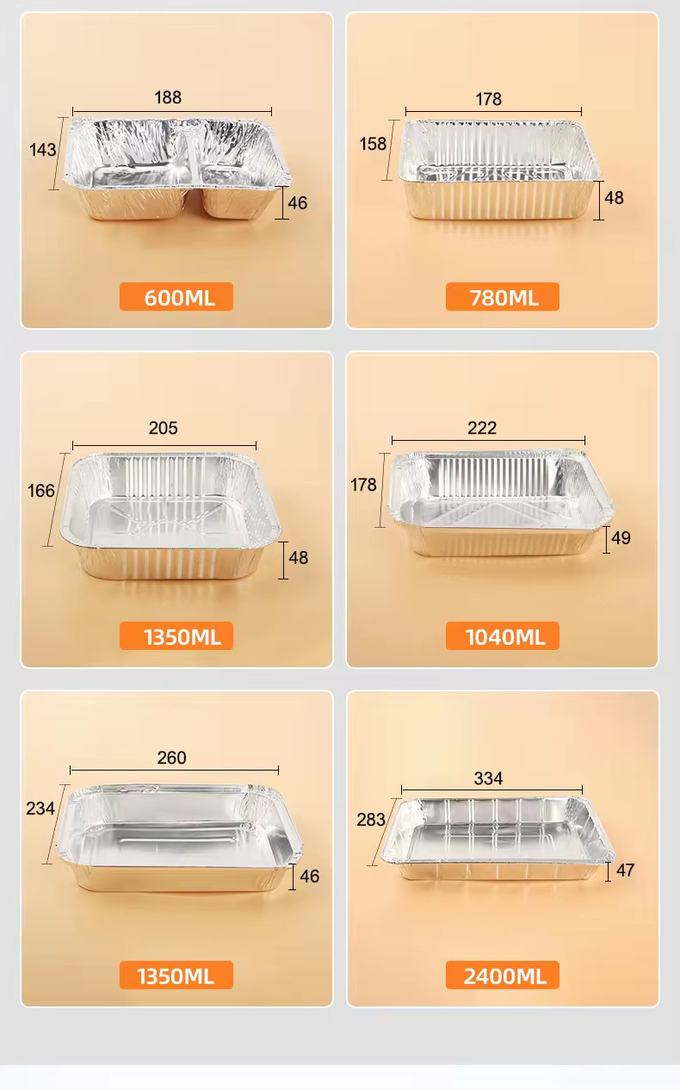 7oz Smooth Wall Foil Cake Cup Disposable Baking Tray Rectangular Aluminum Foil Container