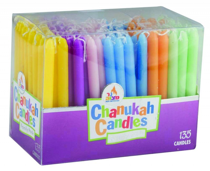 135pk 100% paraffin wax unscented family pack chanukah candles packed into gift box