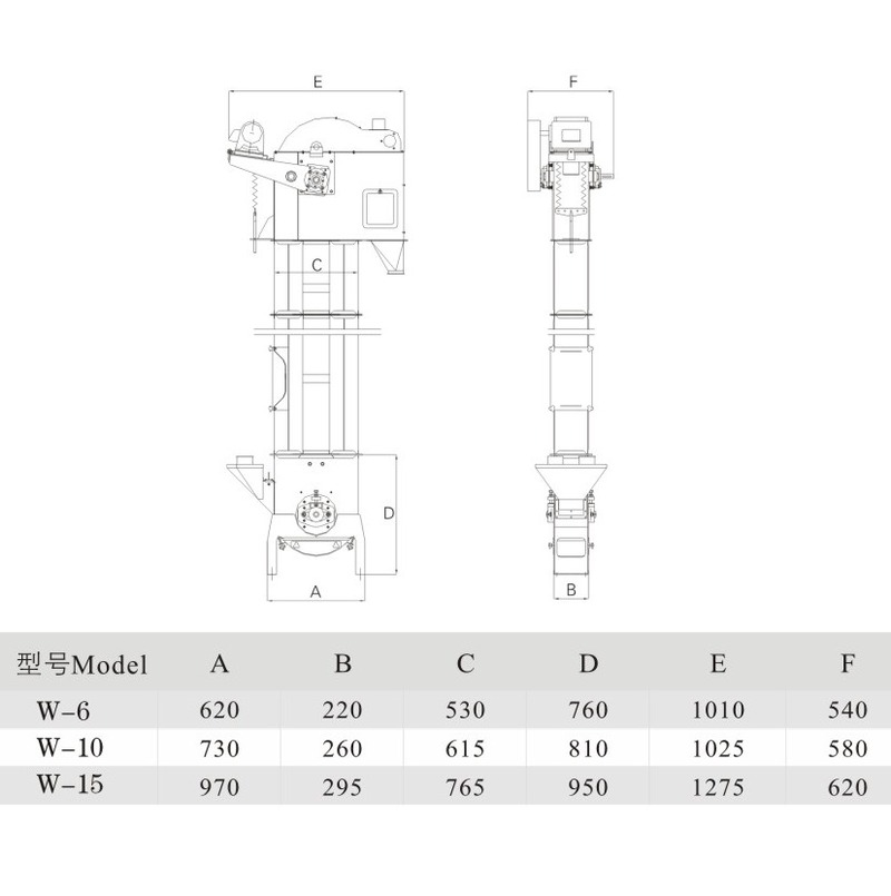 W4 Factory Custom Vertical Grain Bucket Elevator