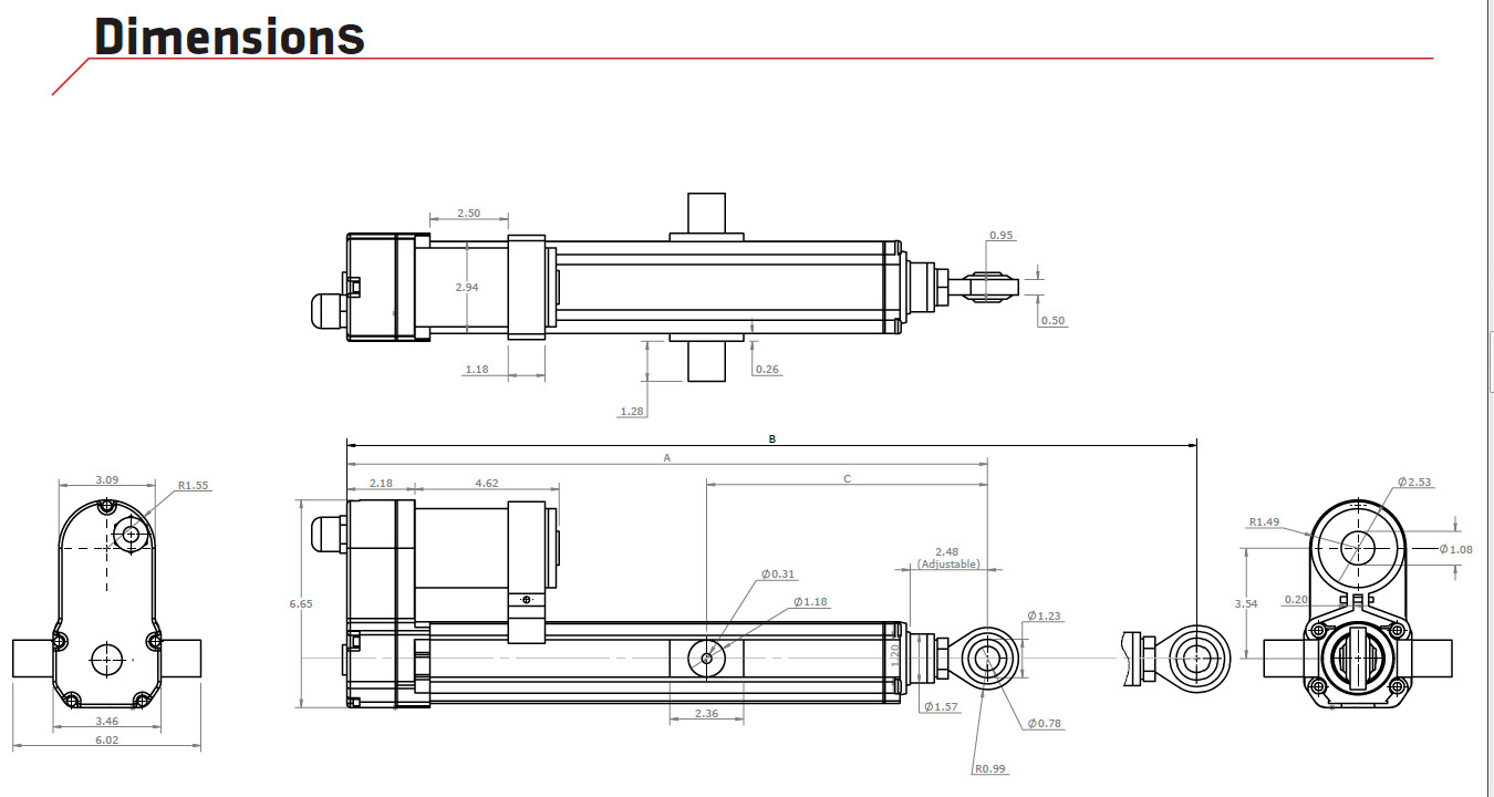 solar actuator linear 24vdc 500mm travel length 1000KG