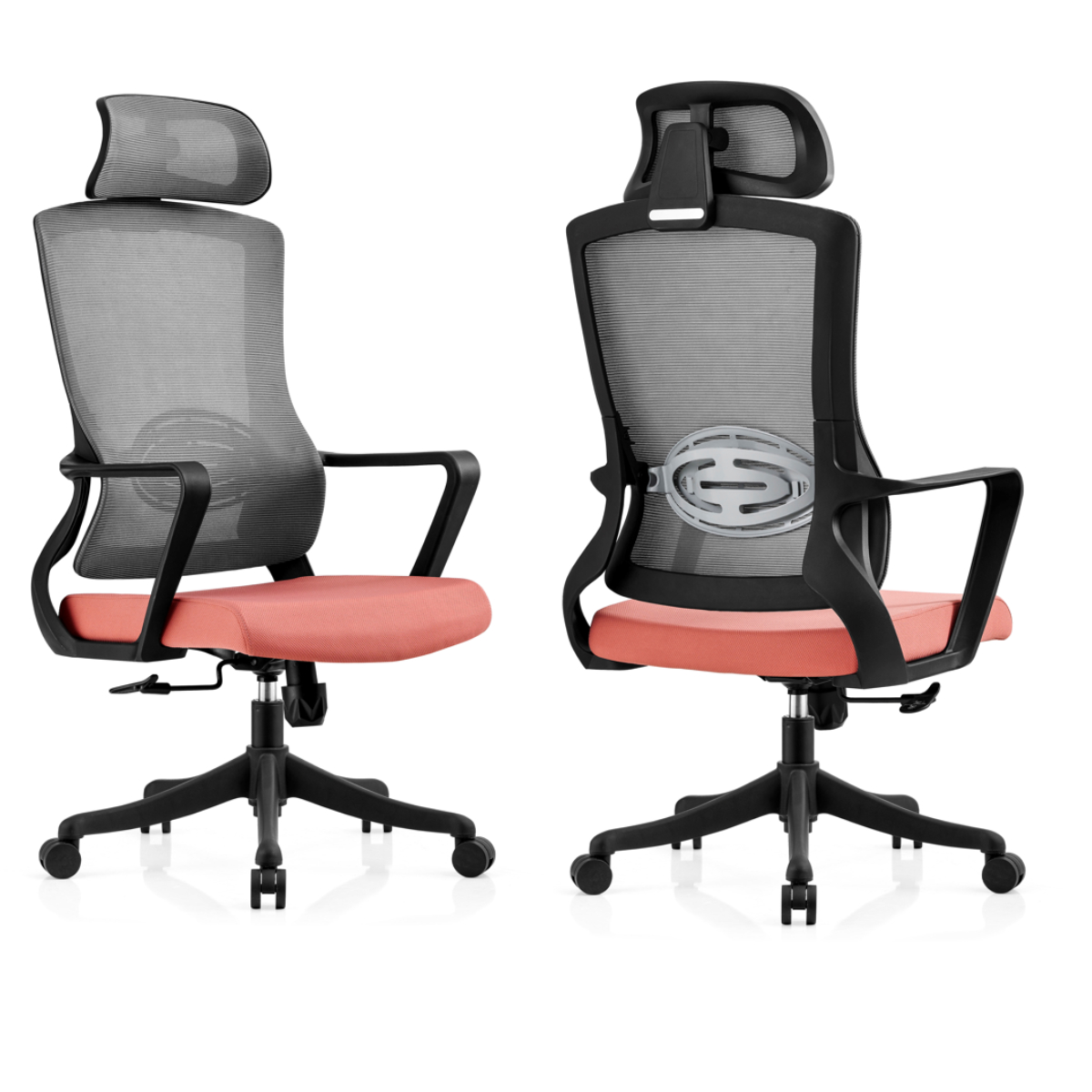 Adjustable Height Mid Back Staff Swivel Mesh Office Chair with Solid Wood Legs Armrest