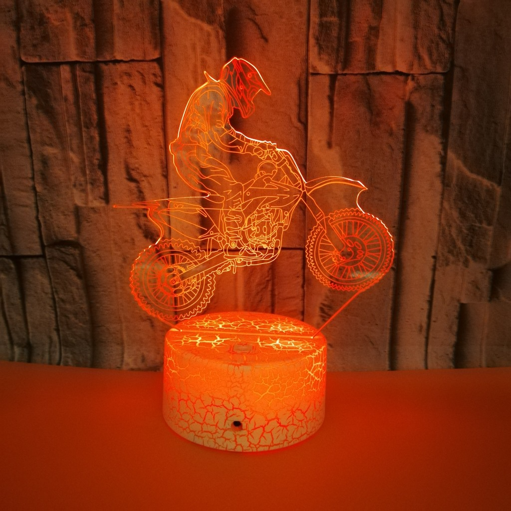 3D LED motorcycle night light Colorful visual stereo gradient touch remote control small table lamp