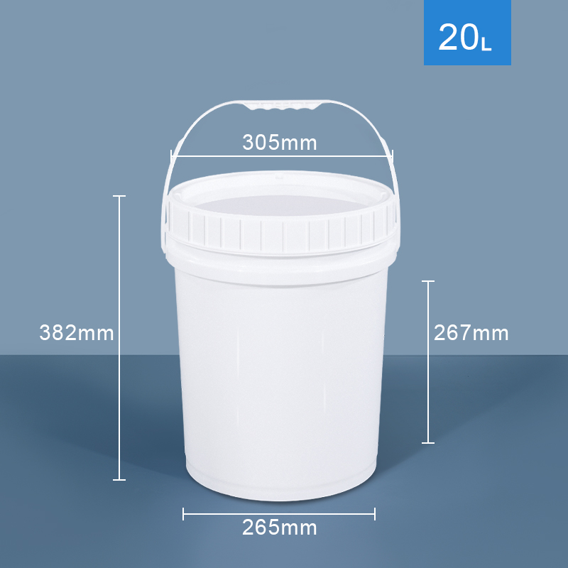 Silk Screen Printing 1L-50L Plastic Pail Pack PP Bucket with Lid and Iron Metal Handle