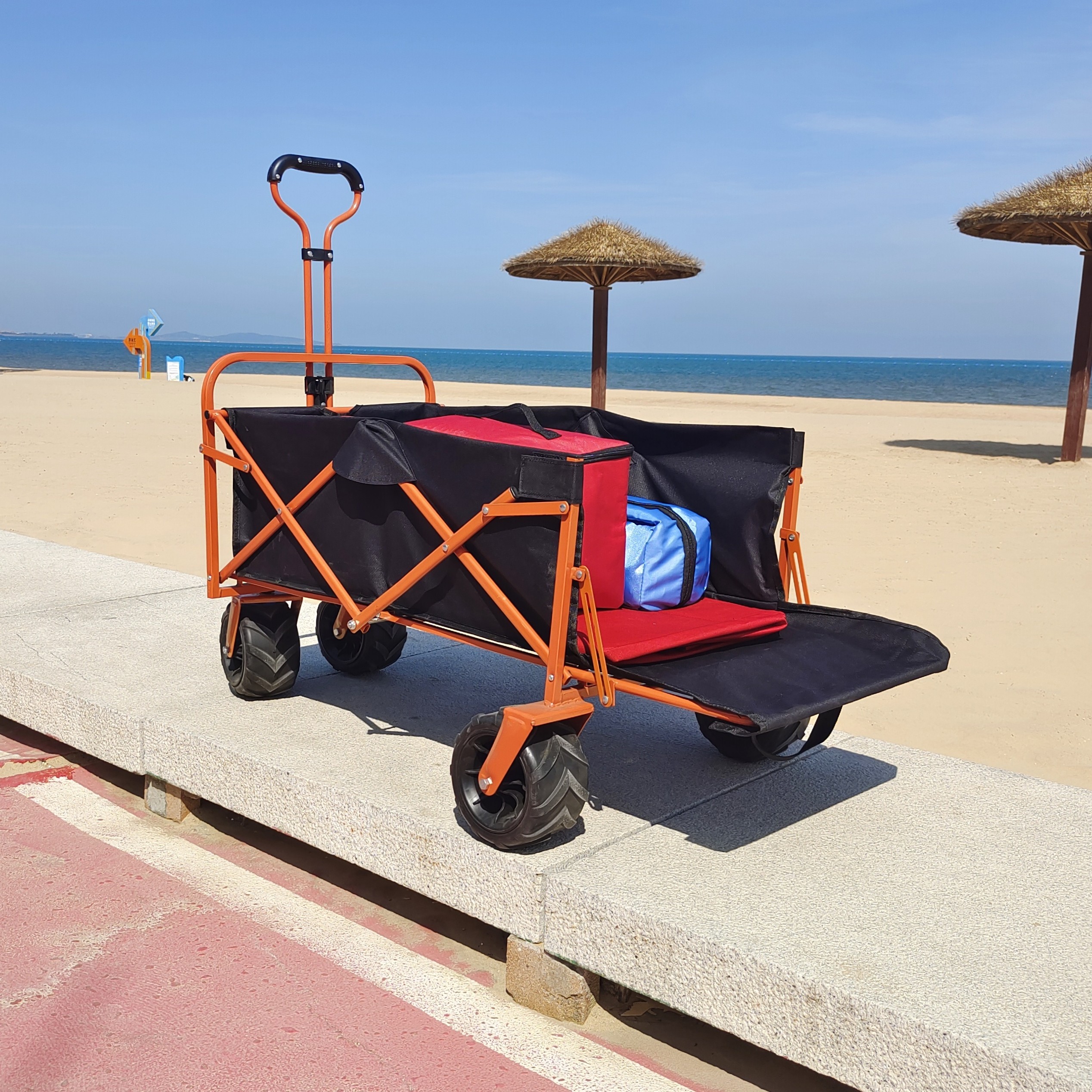 Wide Wheel Beach Folding Wagon Cart Rear Opening Design General Purpose