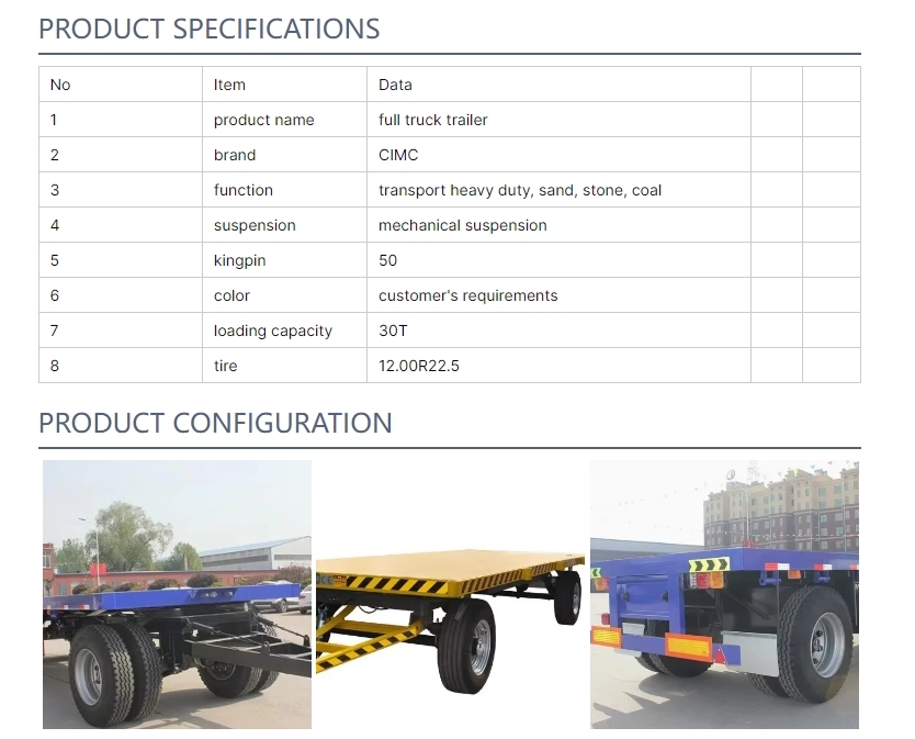 Farm 2-Axles Flat Platform Flatbed Drawbar Full Trailer With Ladder