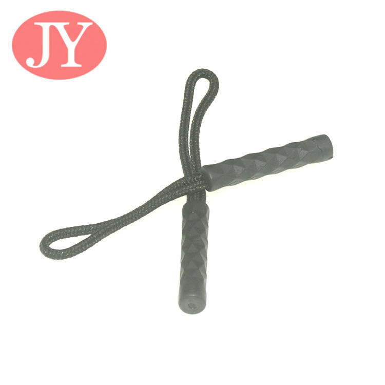 Jiayang zipper pull tab rubber Silicon string rope customized soft zipper puller for backpack zipper pull tag for bags