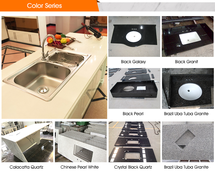 Customize Polished G687 Granite Kitchen Countertops / Worktops For Residence