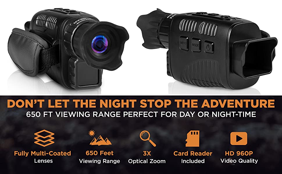 100% Darkness Digital Night Vision Monocular Travel Infrared Save Photos & Videos